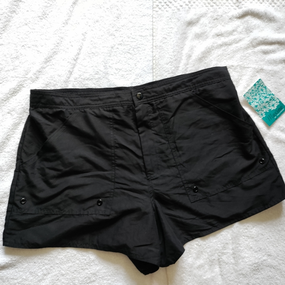 🆕Maxine of Hollywood | Womens Black Boardshort Swim Shorts Womens Size 18